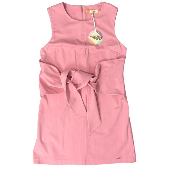 Ted Baker Pink Patron Front Tie Mini Sleeveless Dress size 5 / XL / 12 NEW Tags - Picture 10 of 16